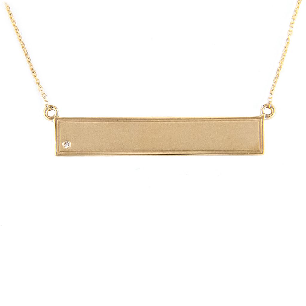 14 Karat Yellow Gold Necklace with Natural Diamond 0.01 Carat