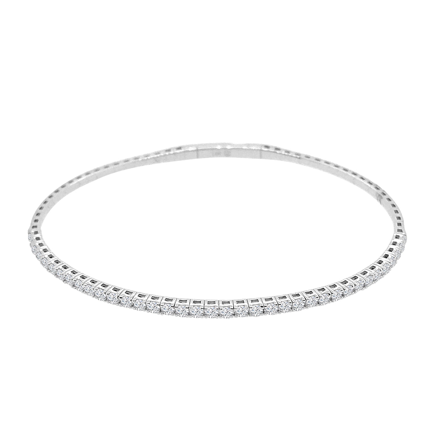14K White Gold Flex Bangle Bracelet with 1.00 Carat Natural Diamond