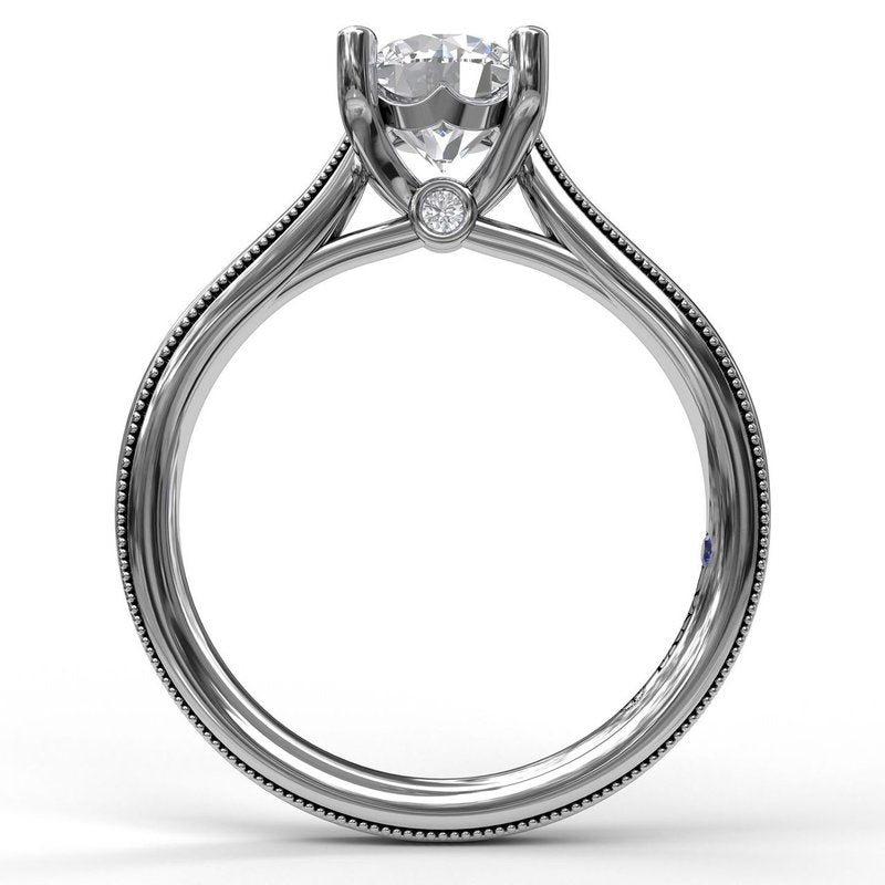 Milgrain-Embellished 14K White Gold Engagement Mounting
