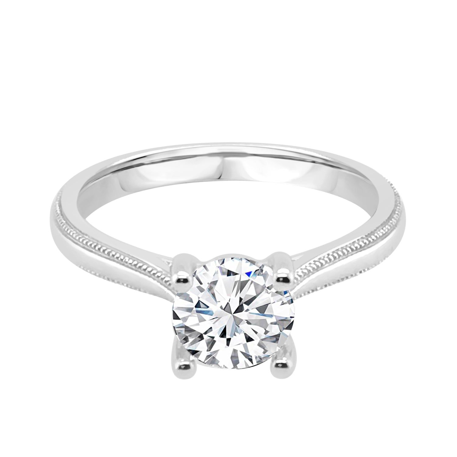Milgrain-Embellished 14K White Gold Engagement Mounting