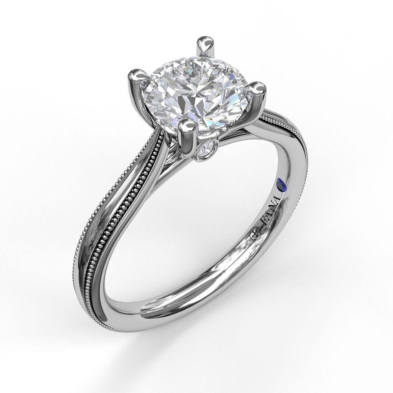 Milgrain-Embellished 14K White Gold Engagement Mounting