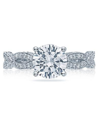 Milgrain Design 18 Karat White Gold Engagement Ring Mounting