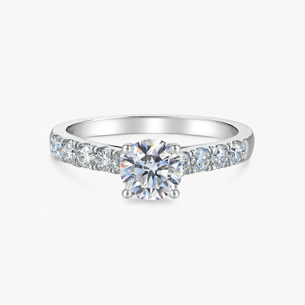 14K White Gold Straight Diamond Band Engagement Mounting