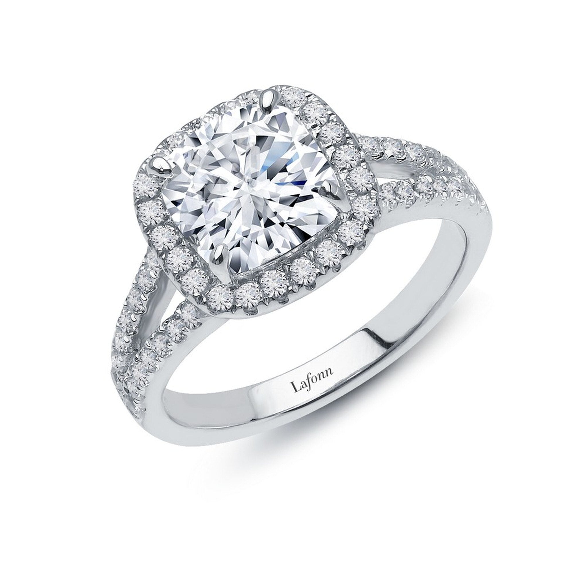 Sure, how about Lassaire 3.82 Cushion Halo Split Shank Ring in Platinum Coated Sterling Silver?