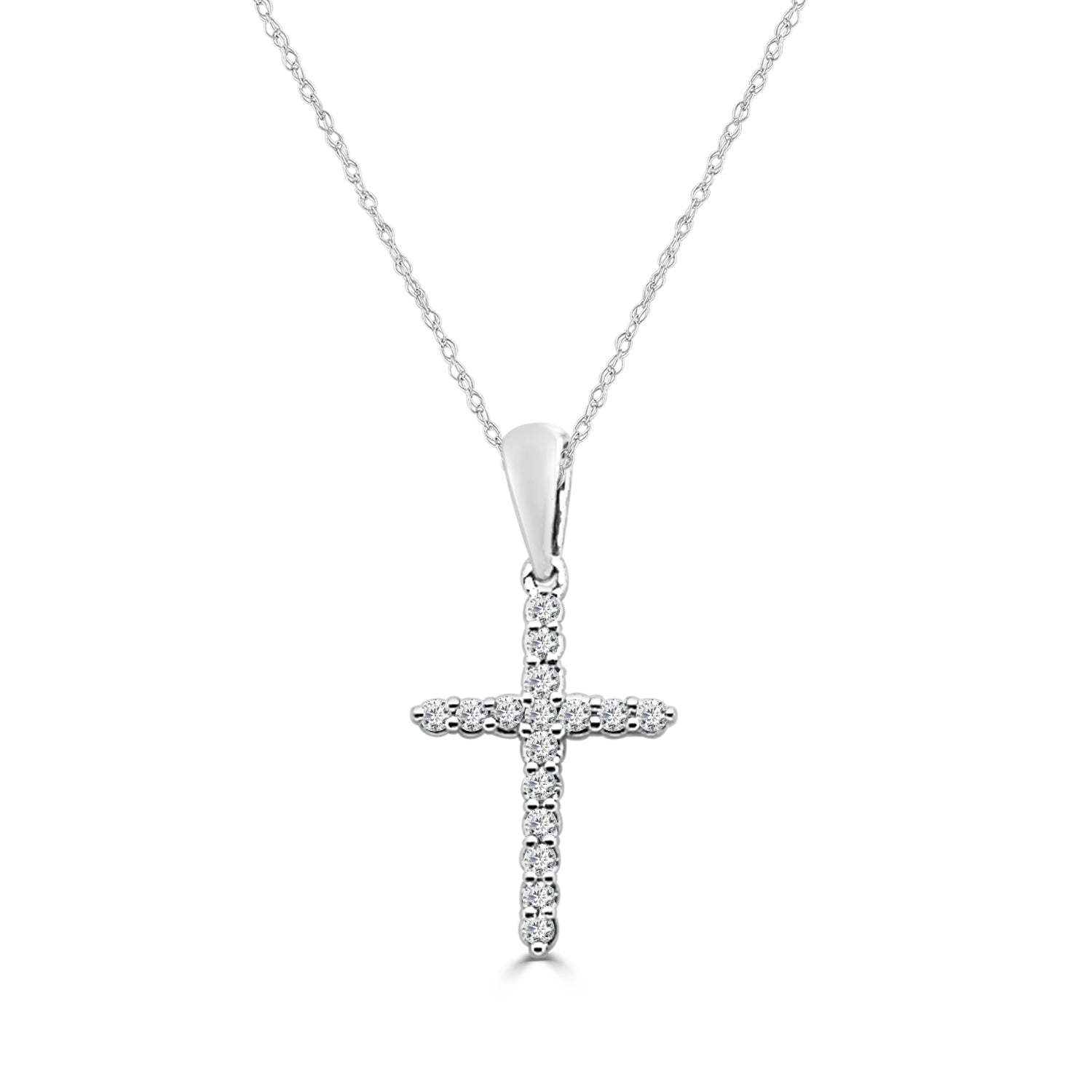 10 Karat White Gold Necklace with Natural Diamond 0.100 Carat