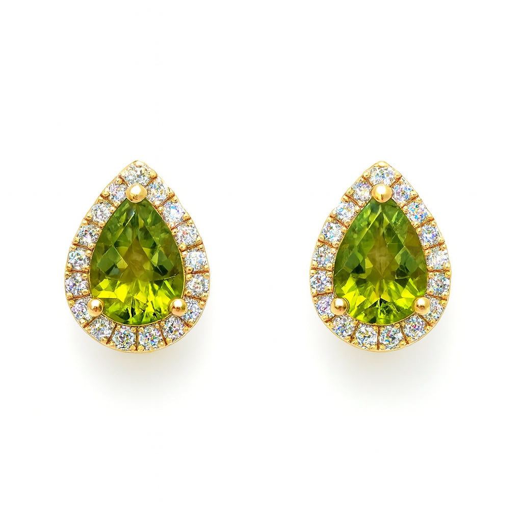14 Karat Yellow Gold Halo Studs Earrings