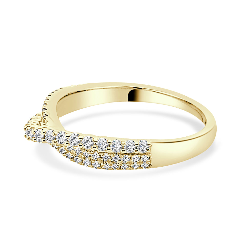 0.50 Carat Round Natural Diamond Diamond Overpass Wedding Band in 14 Karat Yellow Gold