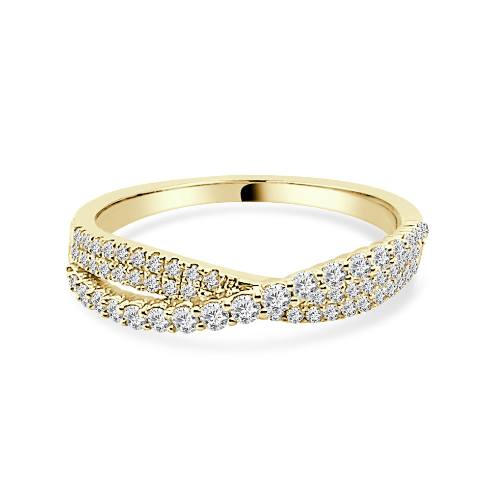 0.50 Carat Round Natural Diamond Diamond Overpass Wedding Band in 14 Karat Yellow Gold