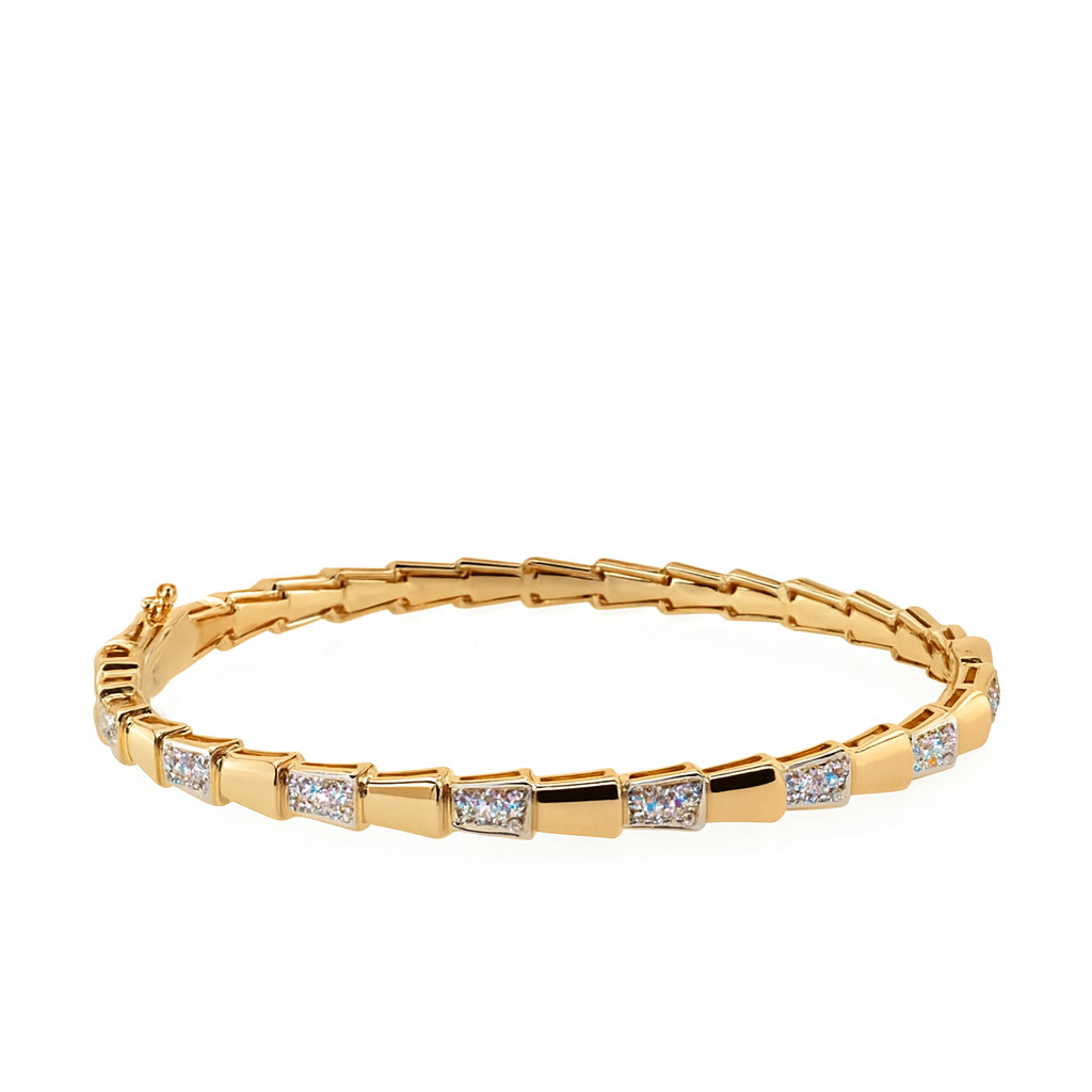Two-Tone Serpenti Style Diamond Bangle Bracelet with Natural Round Diamonds, 0.38 ct