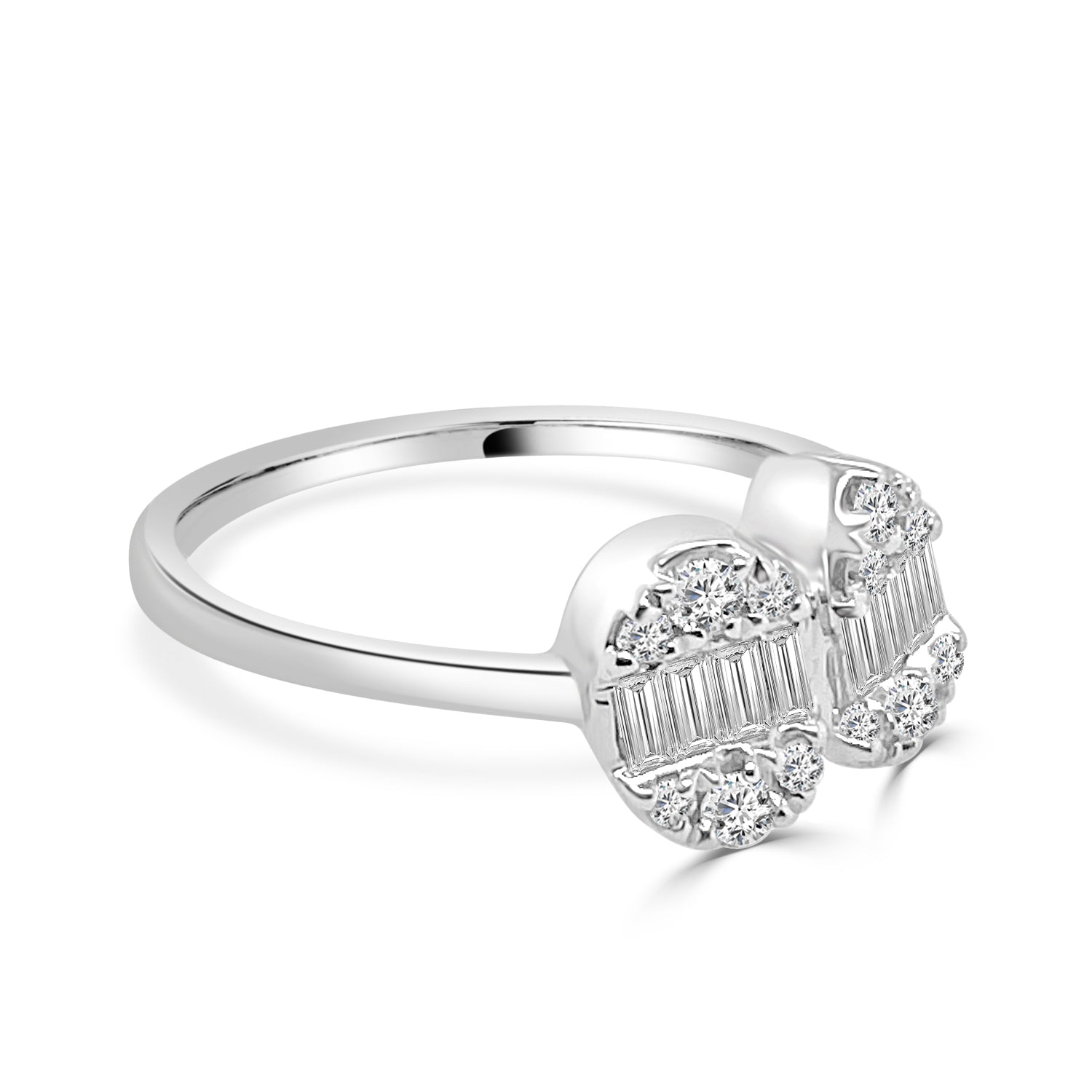 18K White Gold Pear and Oval Mosaic Diamond Ring – 0.53 Carats