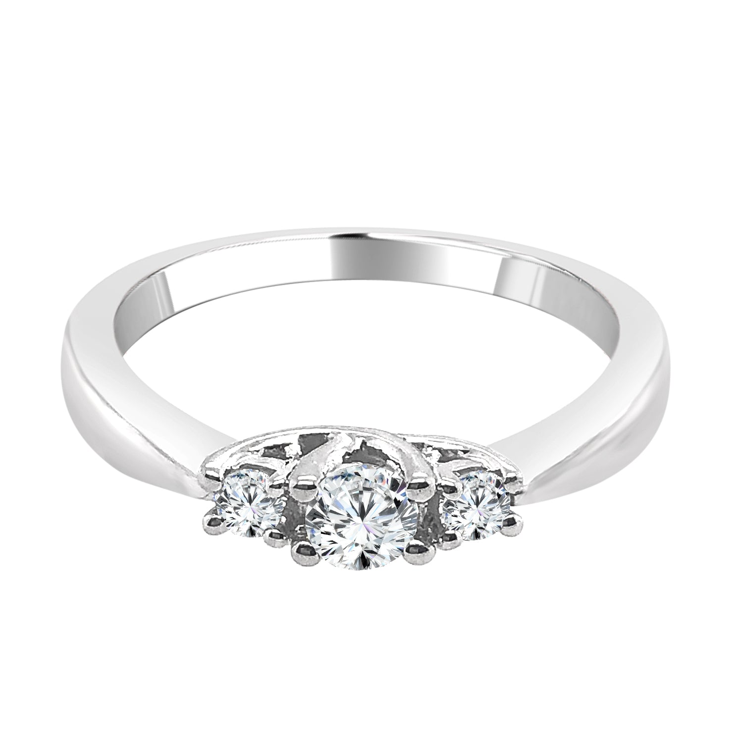 14K White Gold Pinched Shank Round Diamond Engagement Ring - 0.27 Carat