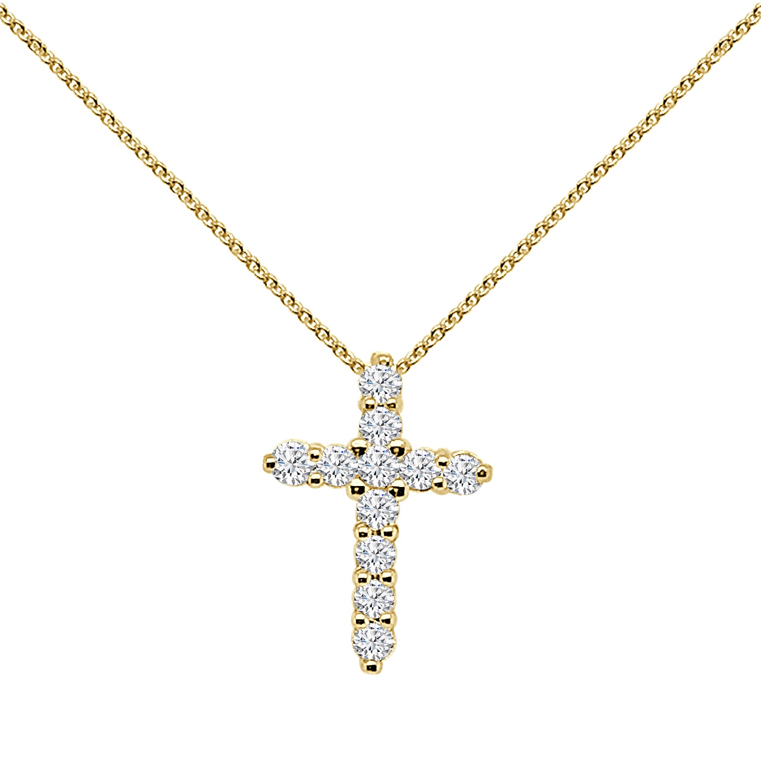 Small 14 Karat Yellow Gold Necklace with Natural Diamond 0.48 ct