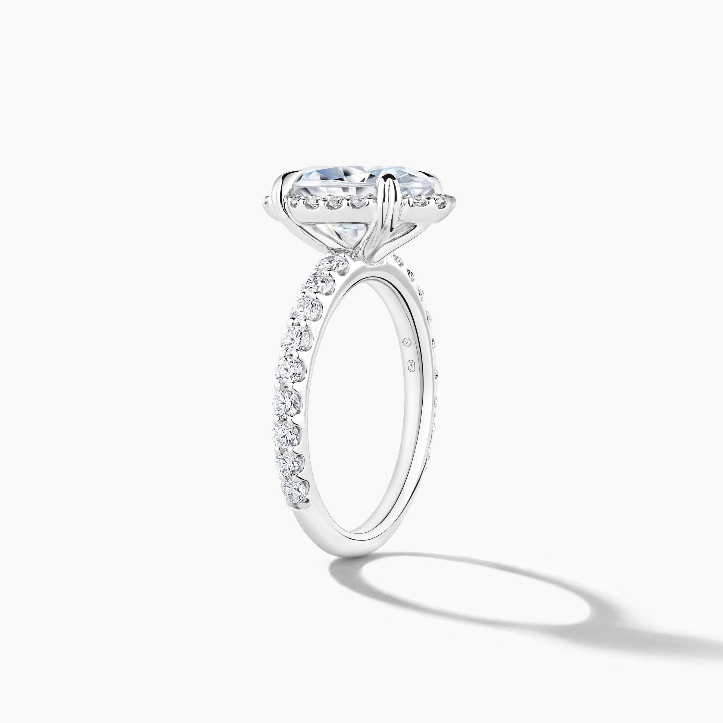 Platinum Oval Clover Halo Diamond Engagement Mounting