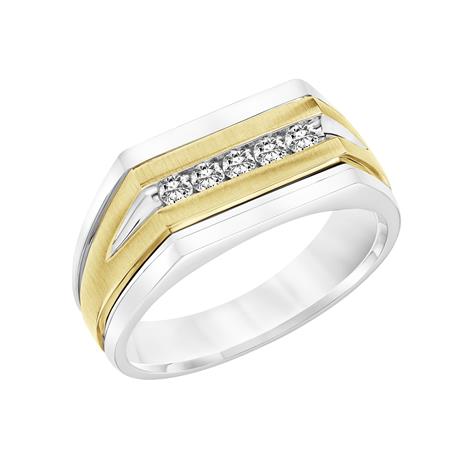 Sure, here is a product title using the provided keywords: Two-Tone 14 Karat Alloy Wedding Band with 0.25 Carat Natural Diamond