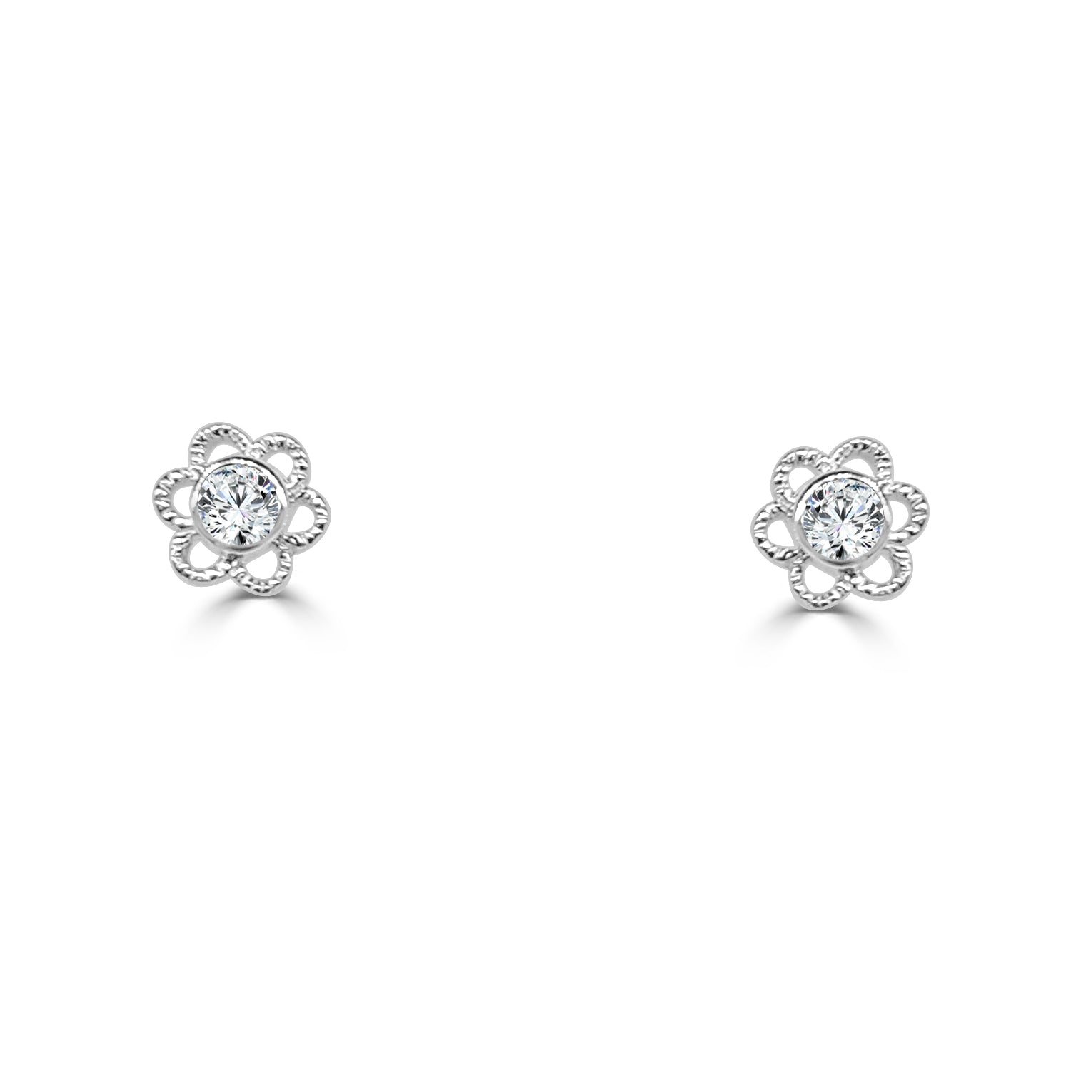 White Topaz Flower Child Stud Earrings in Sterling Silver