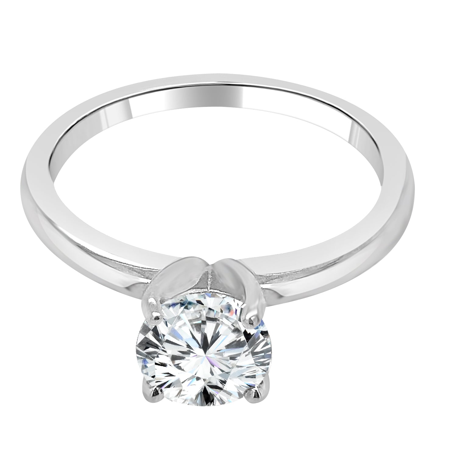 14K White Gold Round Natural Diamond Engagement Ring - 1.01 Carat