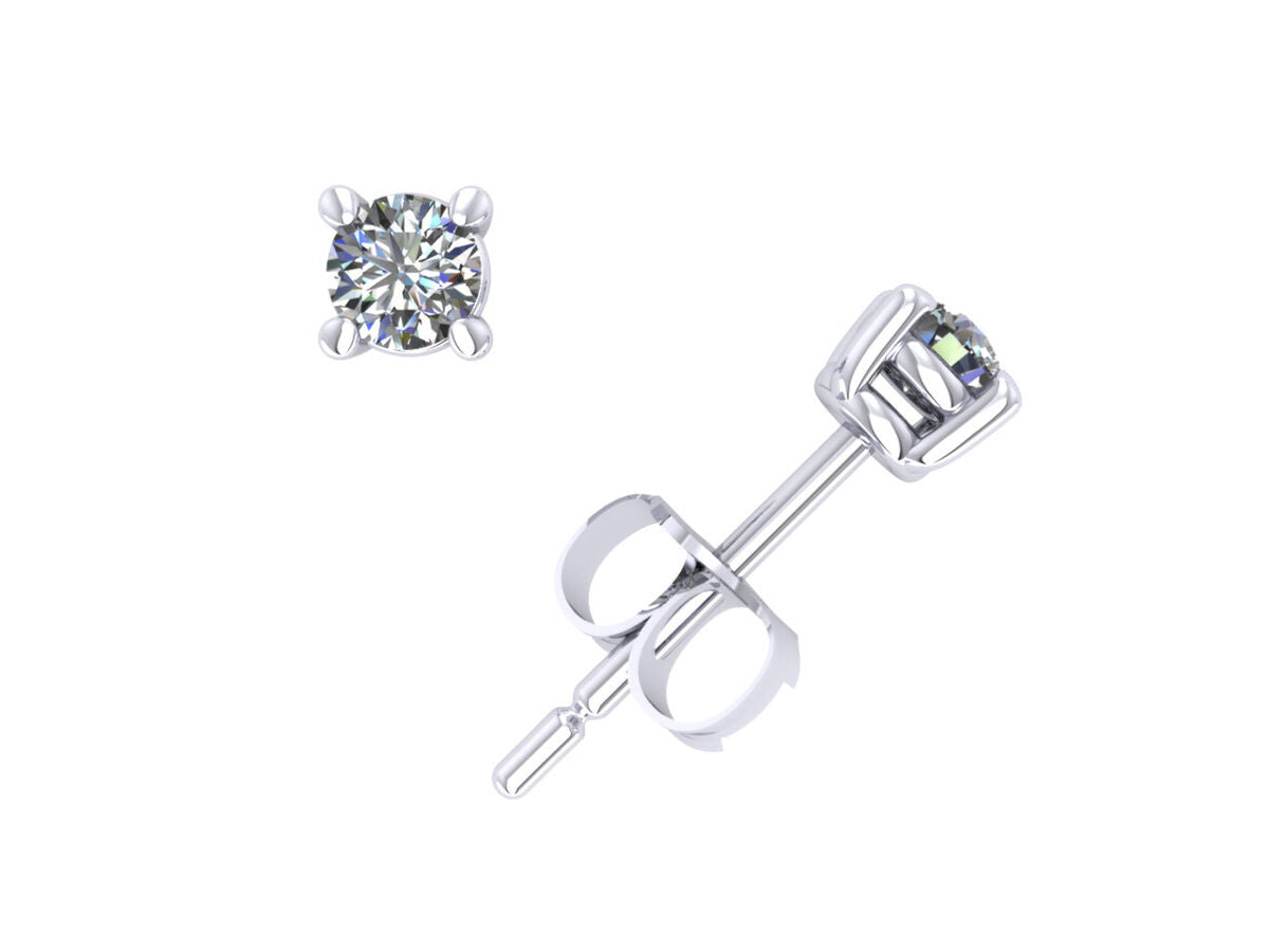 Solitaire Lab Diamond Stud Earrings in 14 Karat White Gold - Round Cut 0.25 Carats