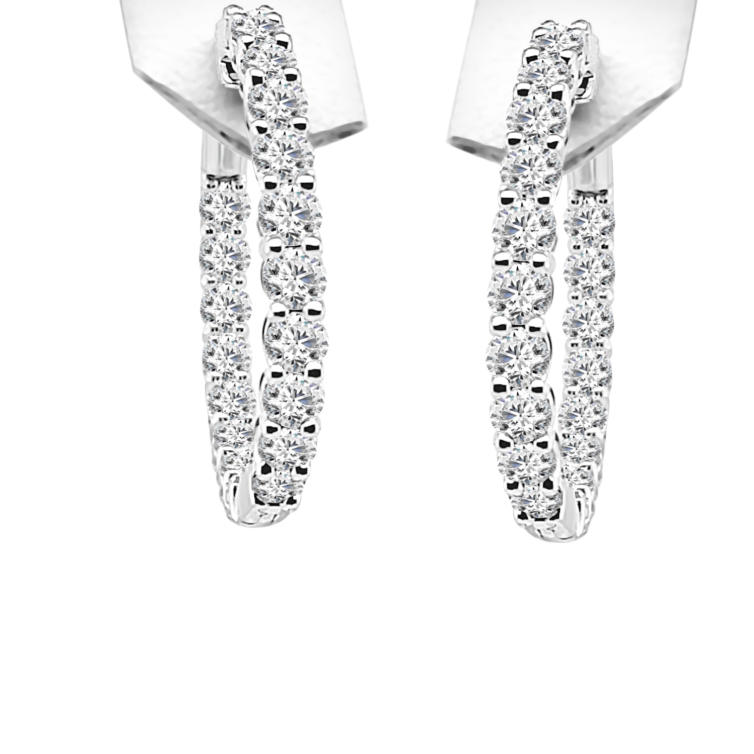 Inside Out 14K White Gold Lab Diamond Round Shape Earrings 3.00