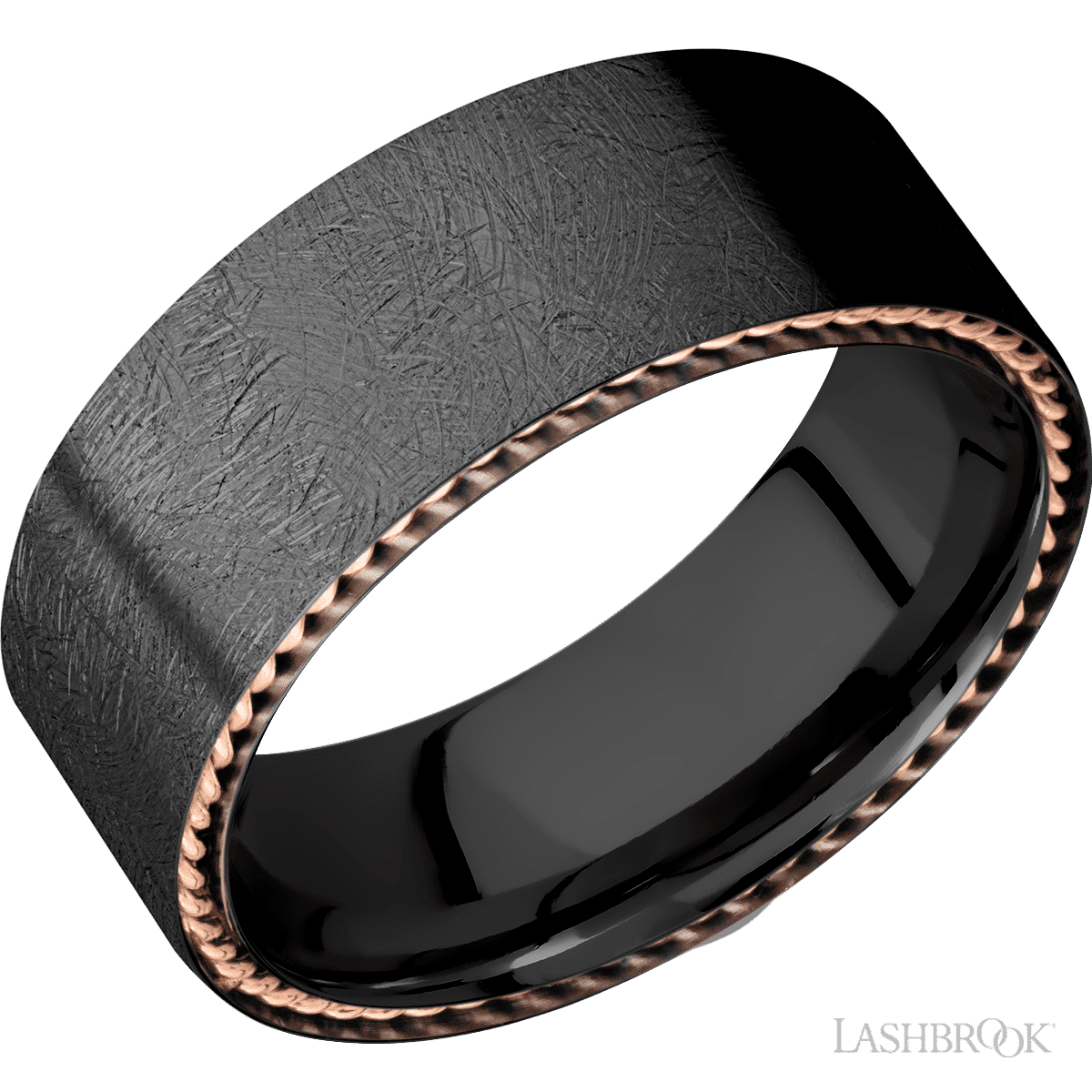 Rustic Elegance Wedding Band with Distressed W/14kr Sidebraid and Zirconium Accents