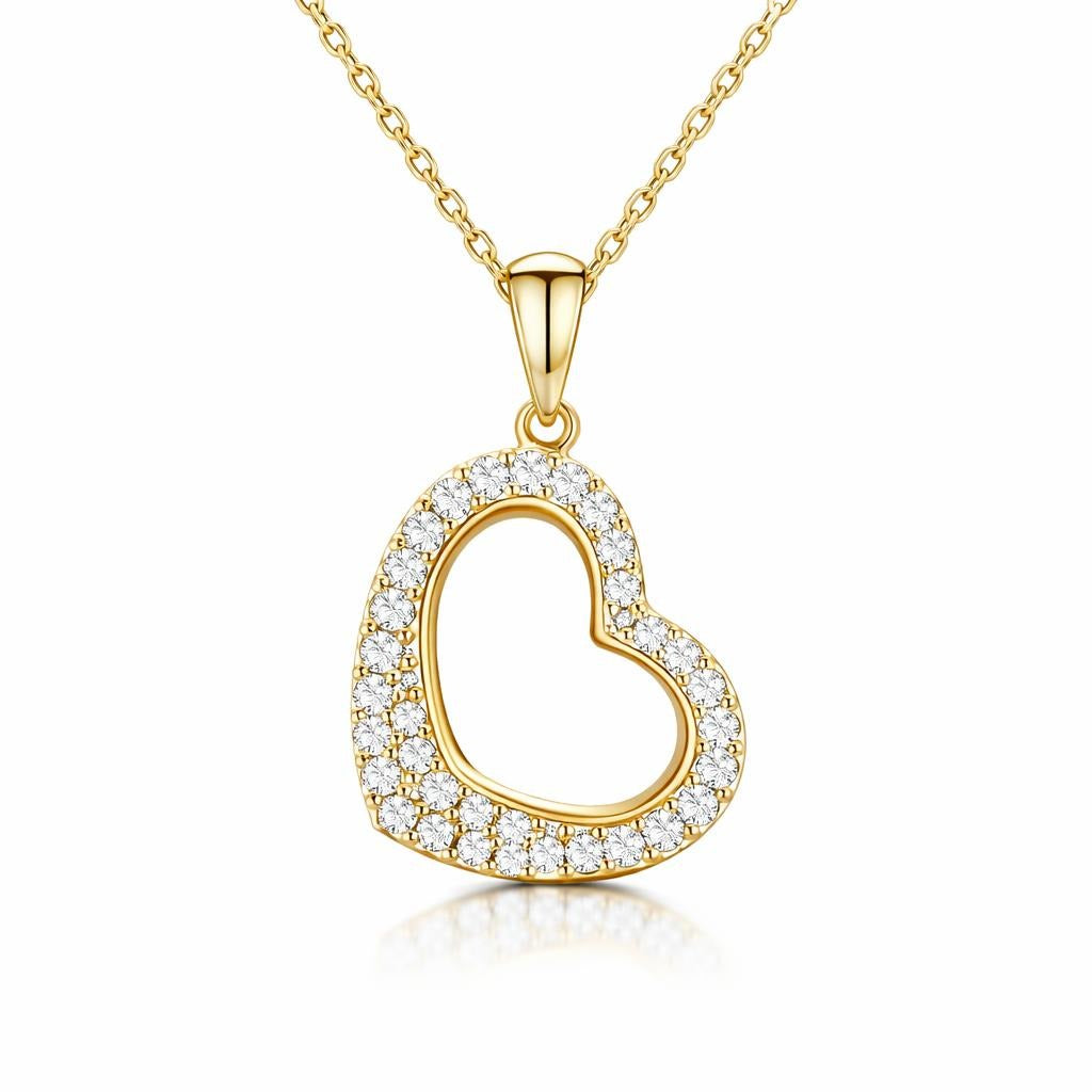 14 Karat Yellow Gold Heart Pendant Necklace