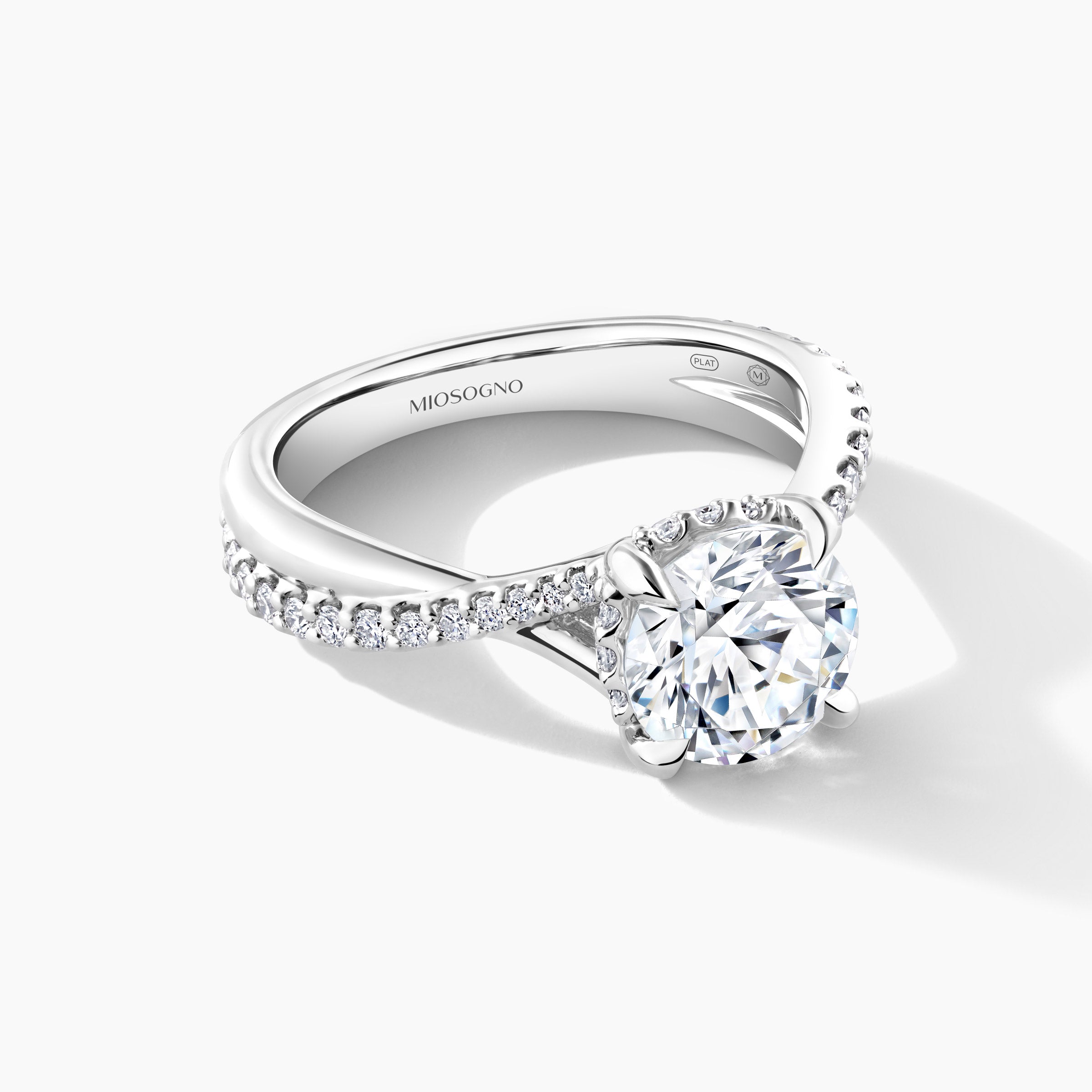 Platinum Diamond Engagement Mounting with HP Twist Shank and Hidden Halo