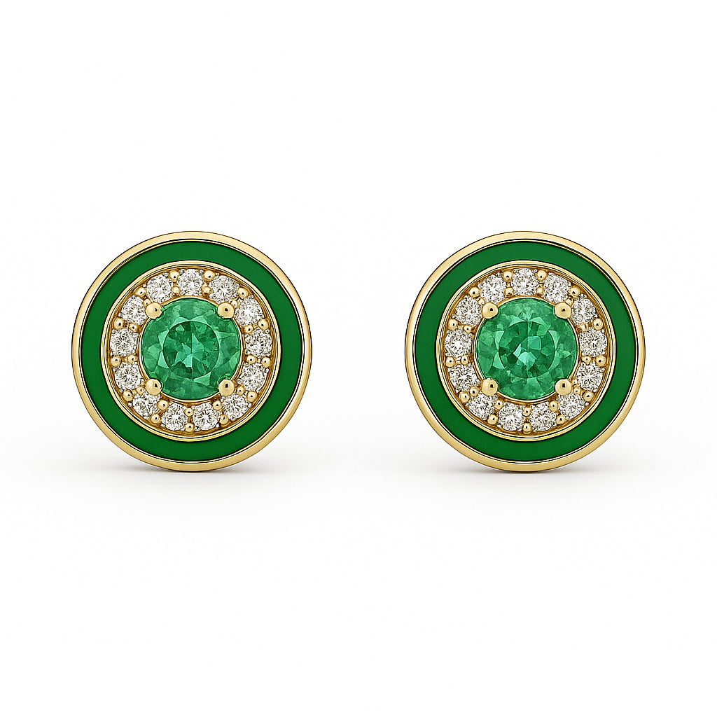 Emerald Green Enamel Studs