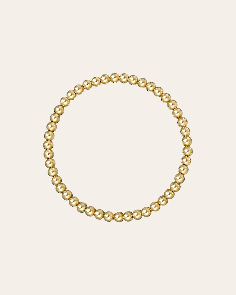 Golden Elegance Beaded Elastic Bracelet in Gold Plated Sterling Silver
