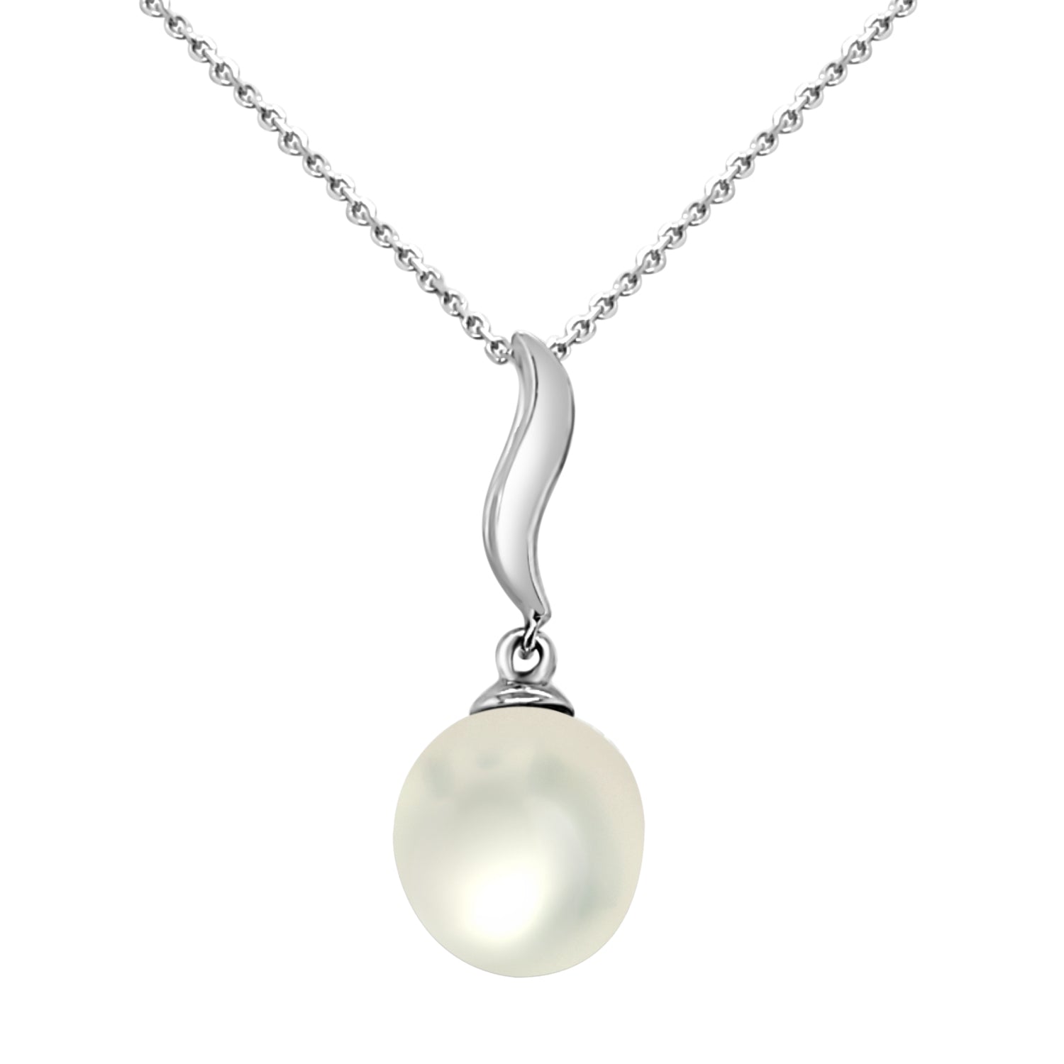 White Gold Pearl Drop Necklace - 14 Karat Elegance