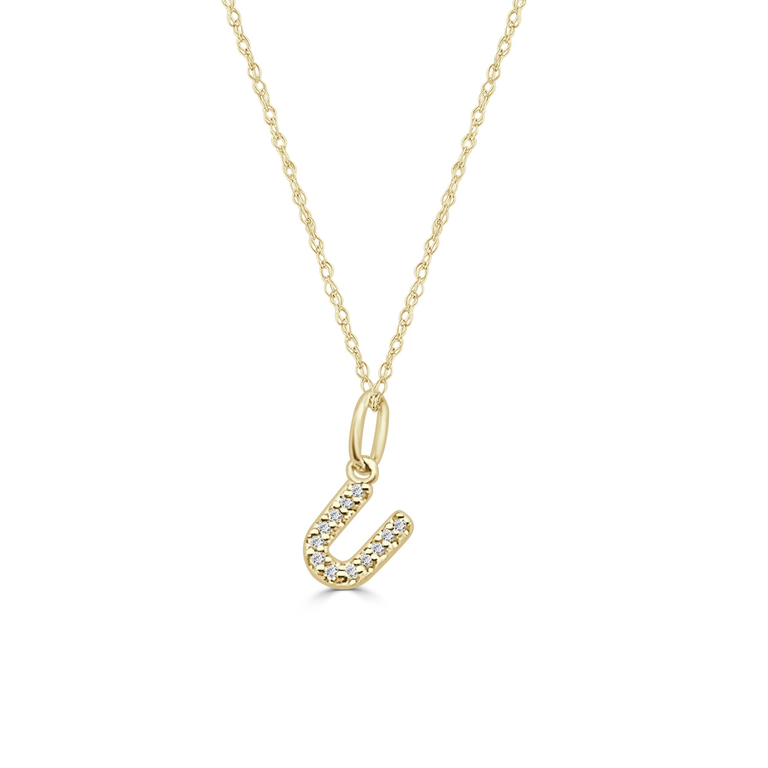 14K Yellow Gold Initial Charm Pendant with 0.04ct Natural Diamond