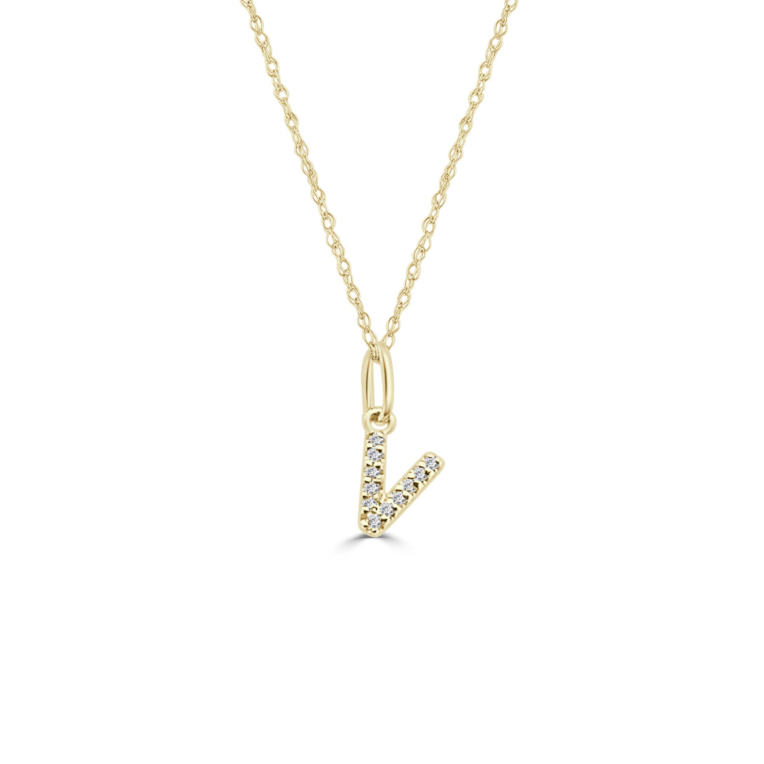 14K Yellow Gold Initial Charm Pendant with 0.04ct Natural Diamond