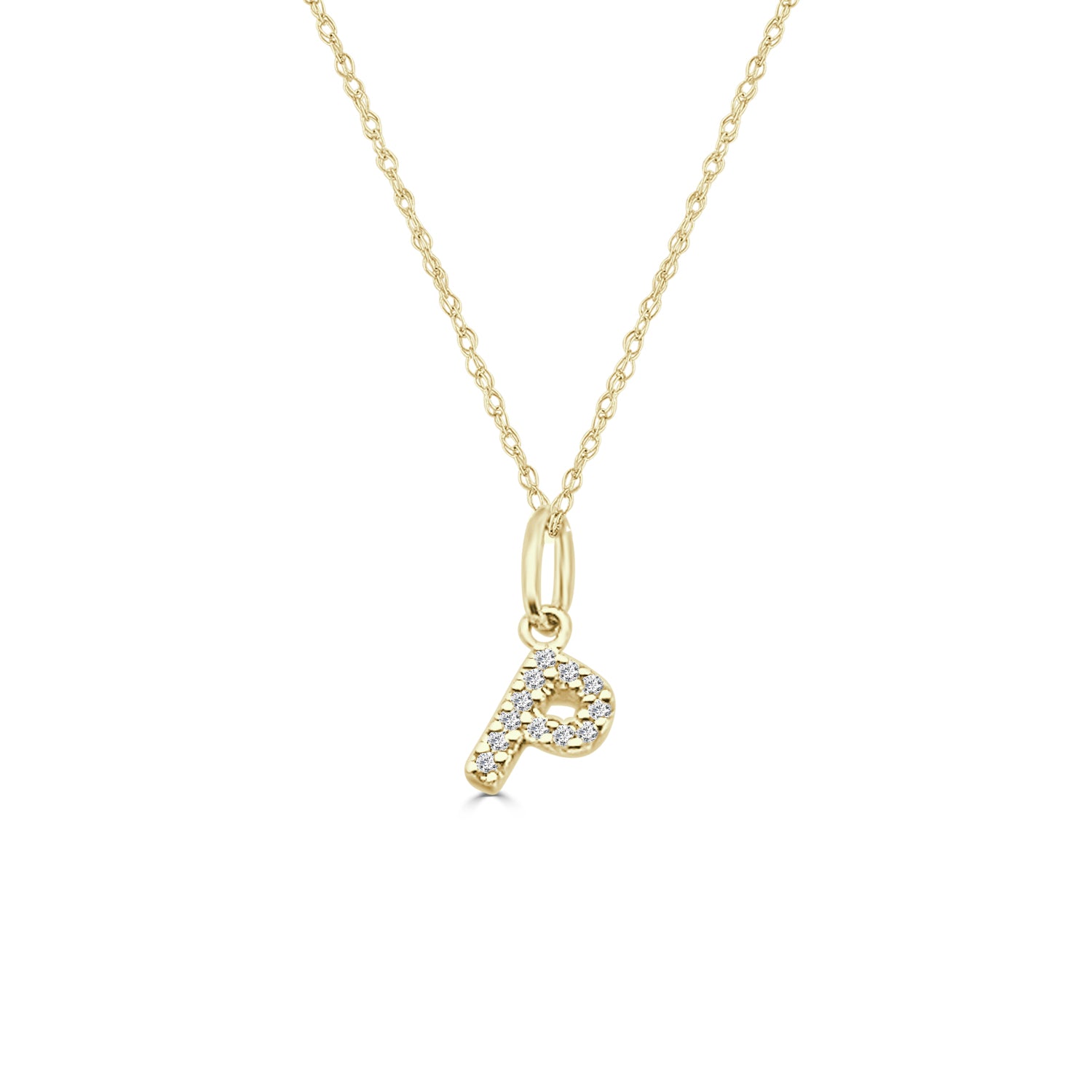 14K Yellow Gold Initial Charm Pendant with 0.04ct Natural Diamond