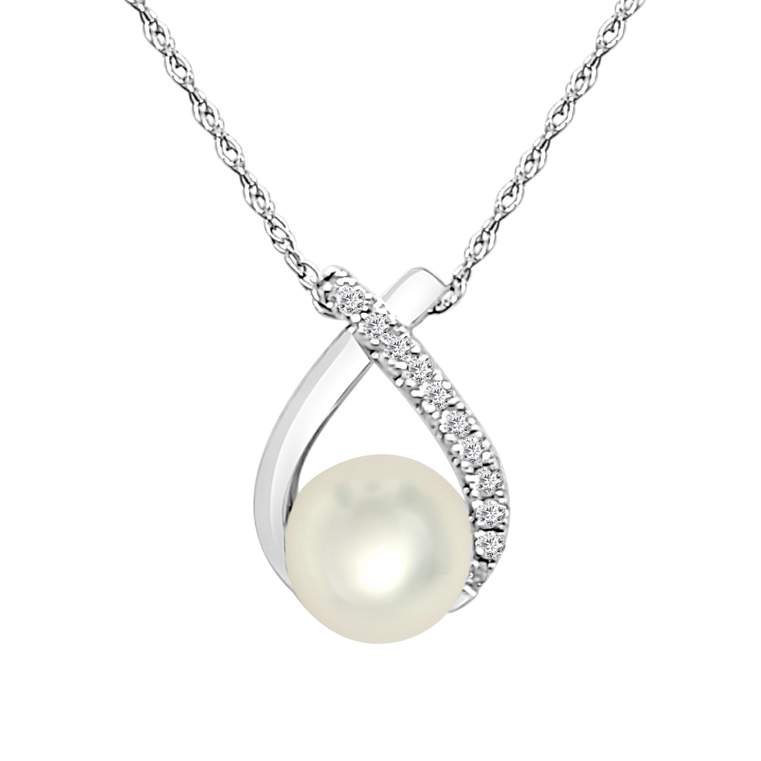 Teardrop Pearl Necklace in 14 Karat White Gold