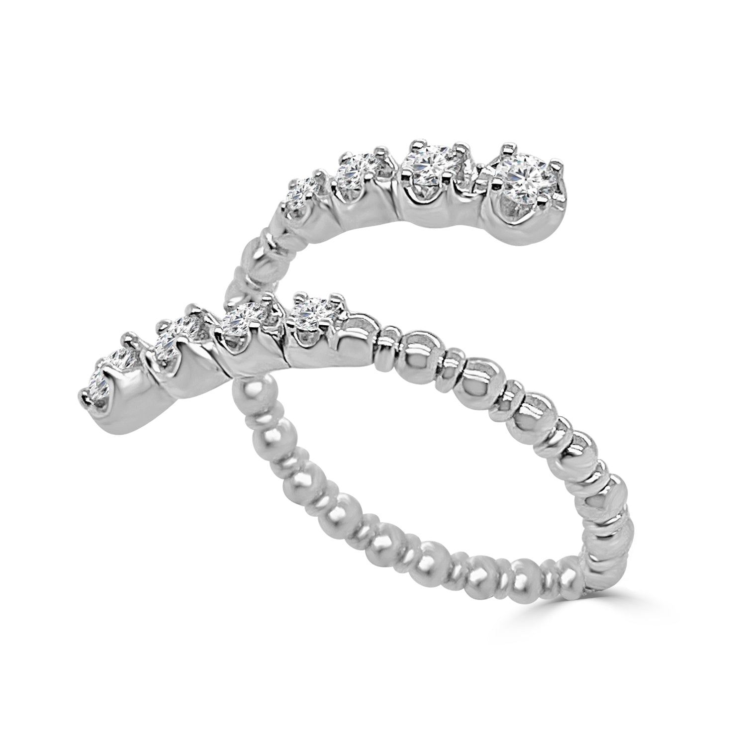 14K White Gold Open Diamond Flex Ring with 0.23 Carat Natural Diamond