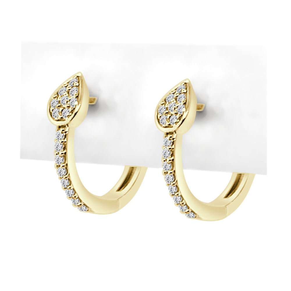 10K Yellow Gold Natural Diamond Huggie Hoop Earrings - 0.20 ct Round Shape