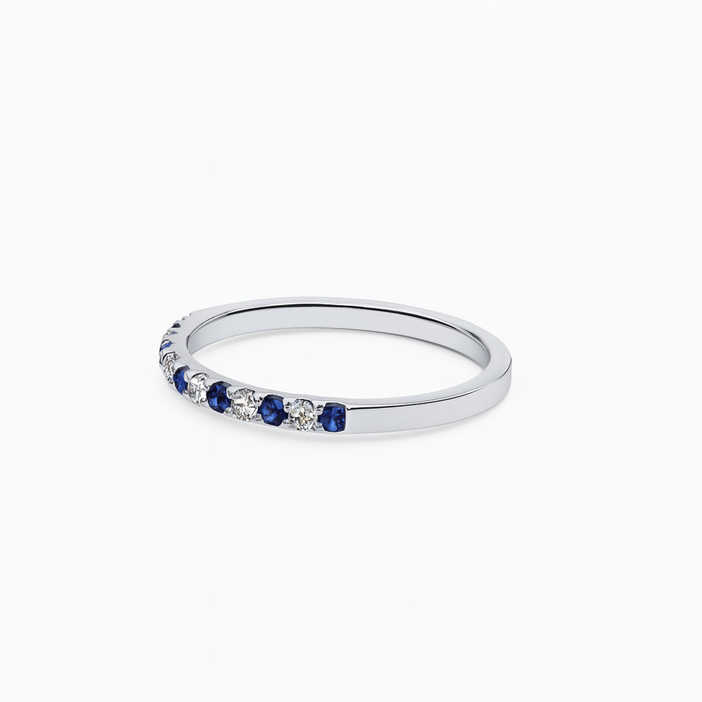 Sapphire and Diamond Straight Band Ring
