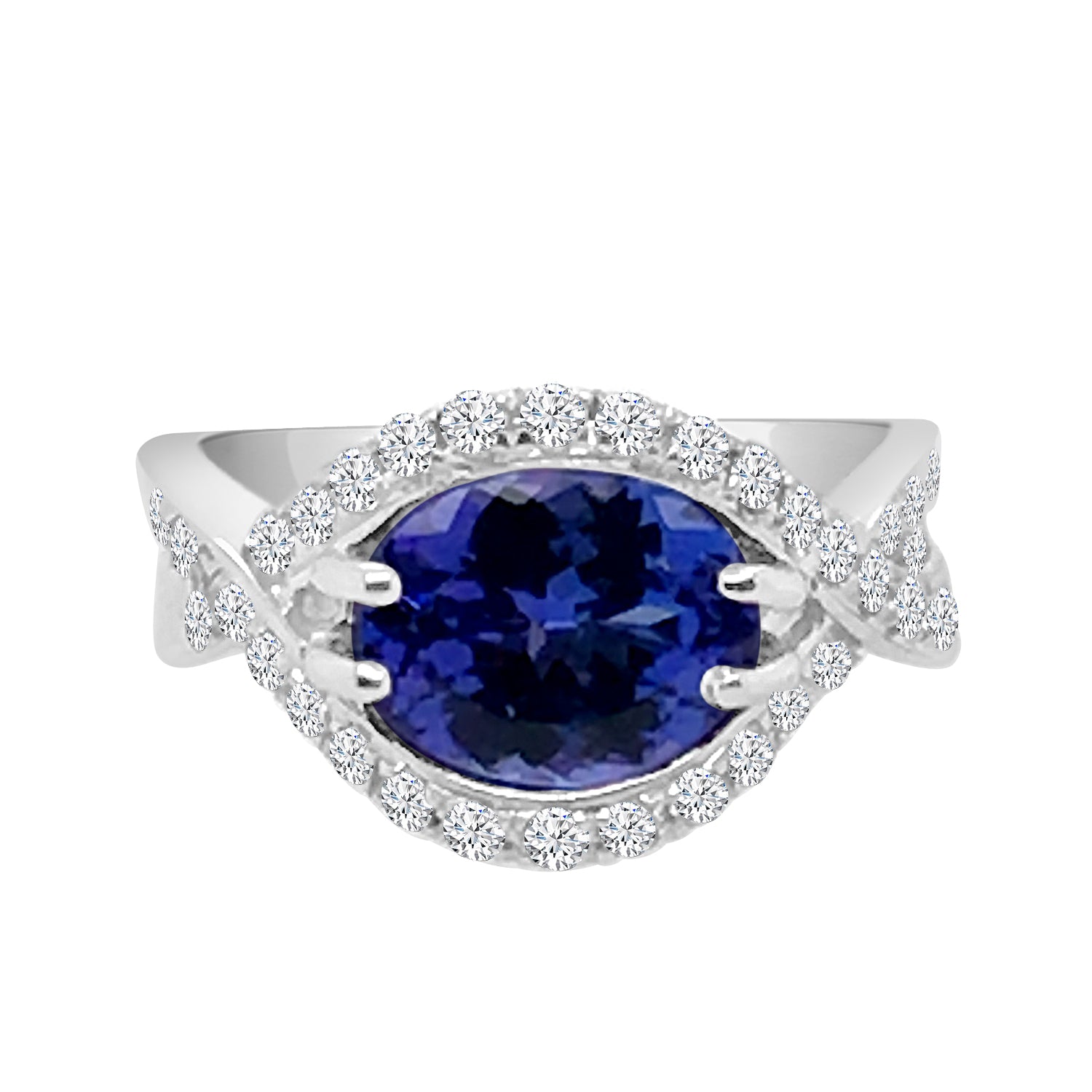 Oval Tanzanite Ring in 14 Karat White Gold (2.36 ct)