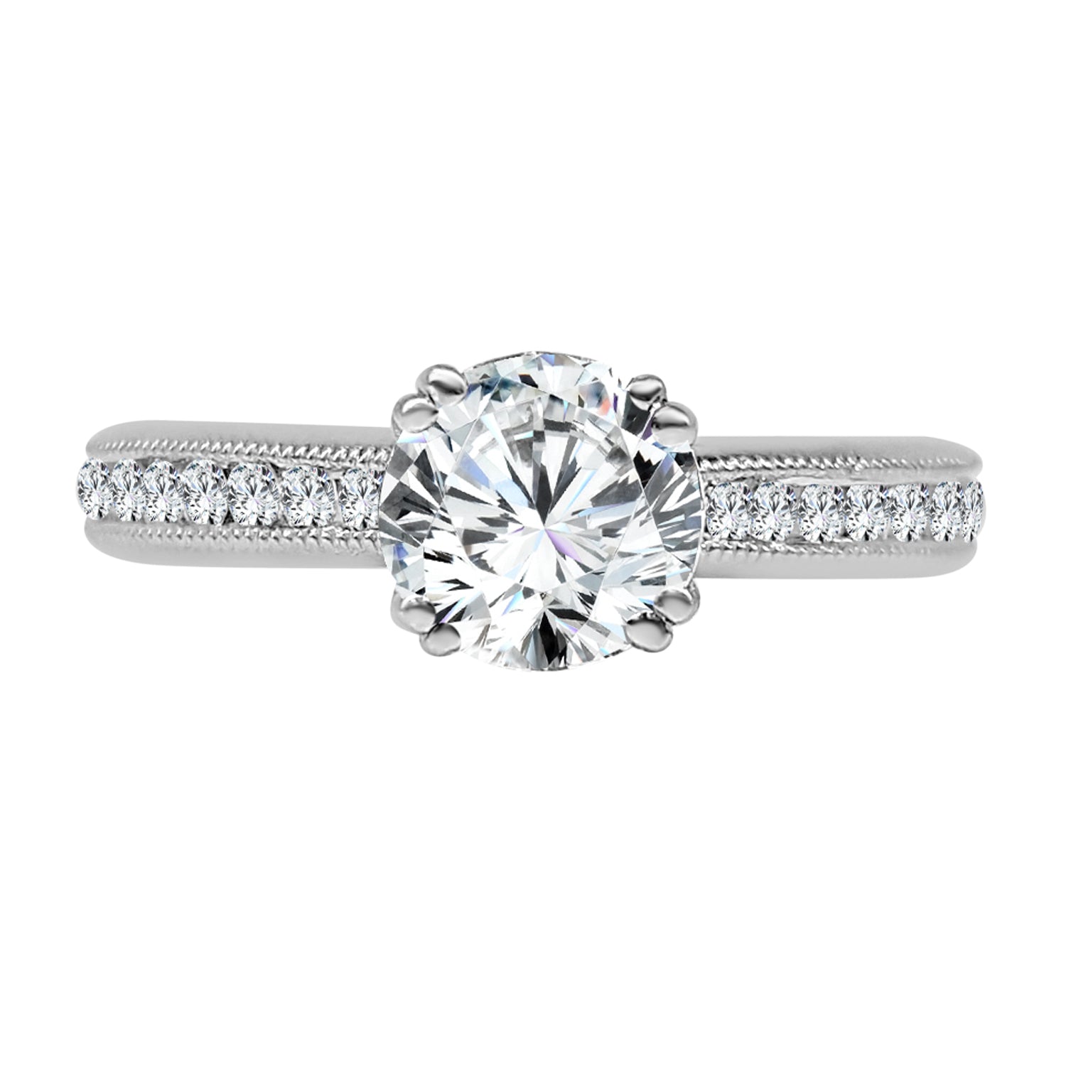 Palladium Milgrain Channel Engagement Ring Mounting