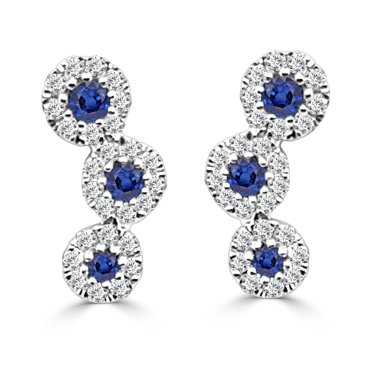 0.38 Carat Blue Sapphire Earrings in 14 Karat White Gold