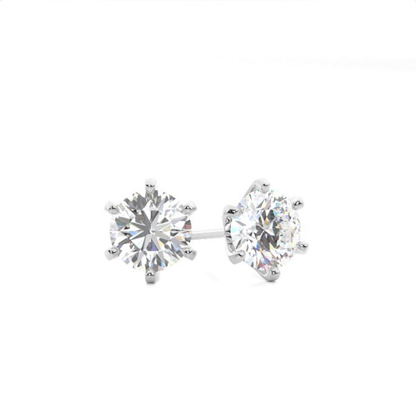 Platinum 6-Prong Solitaire Studs with Natural Round 0.70ct Diamond