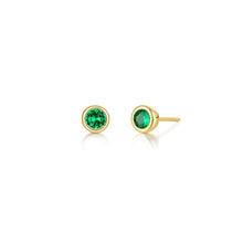 May Birthstone Solitaire Stud Earrings in Gold Plated Sterling Silver with Lassaire - 0.34 Total Carat Weight