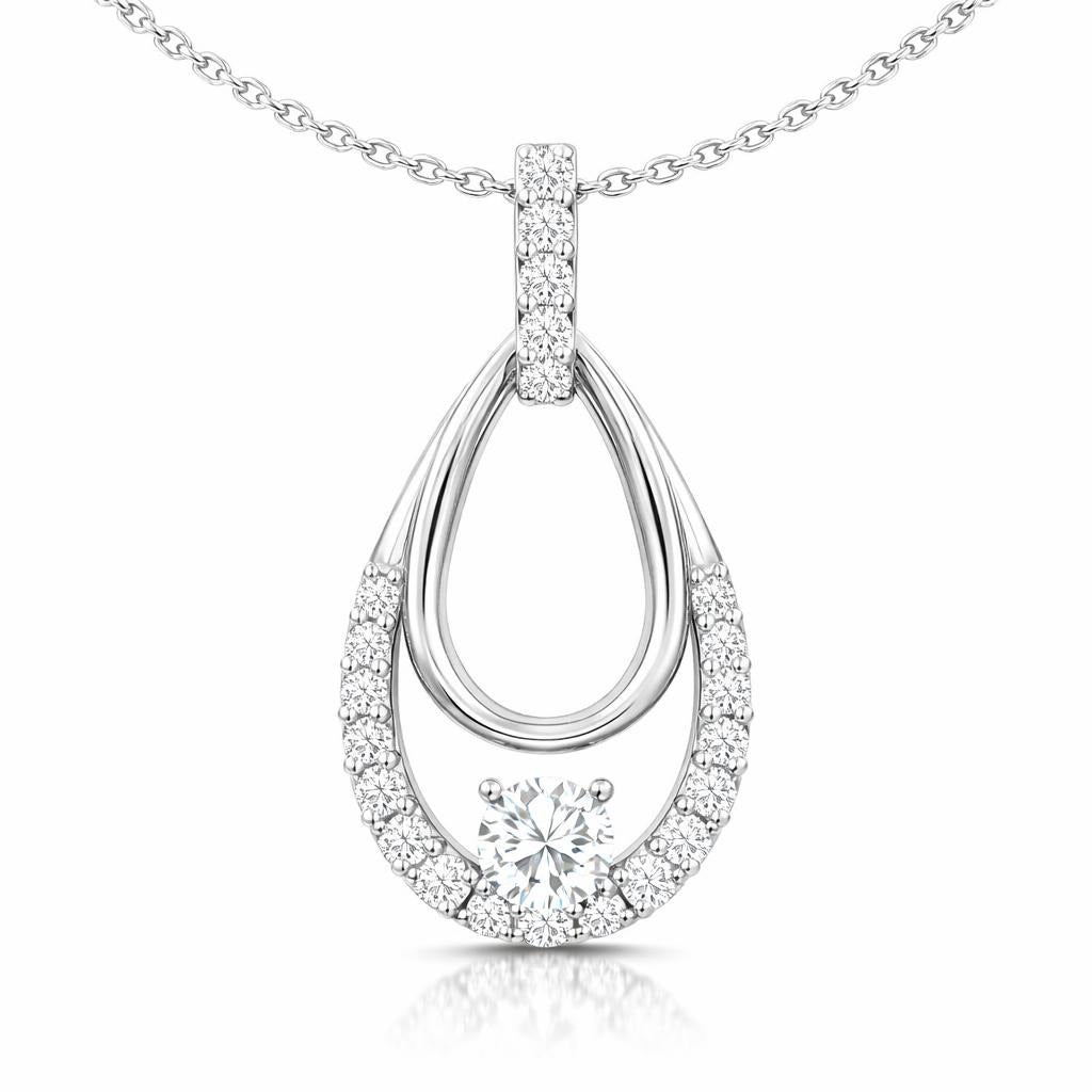 Miracle Pear Necklace in 10 Karat White Gold
