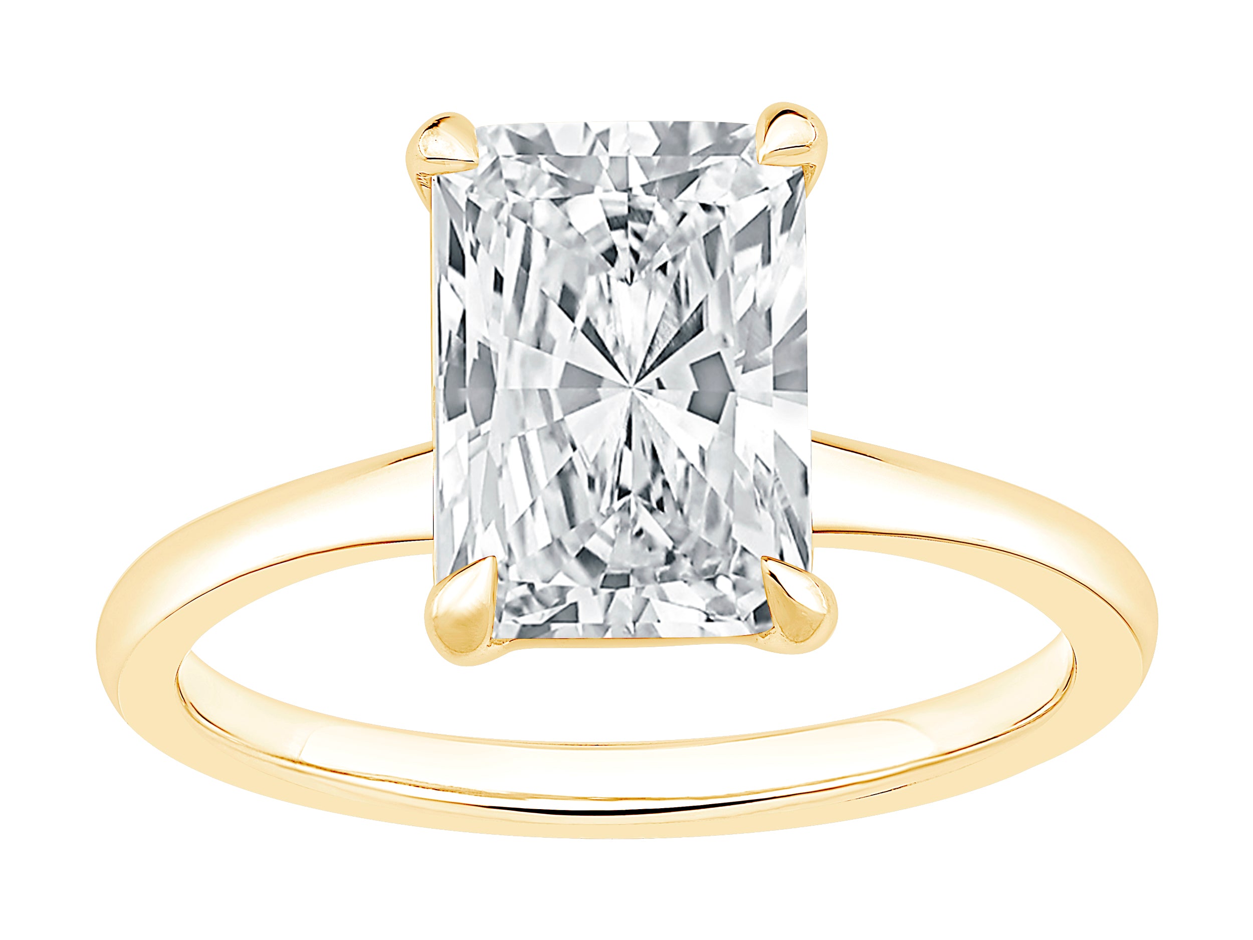 Radiant Lab Diamond 3.04 ct Engagement Ring in 14K Yellow Gold