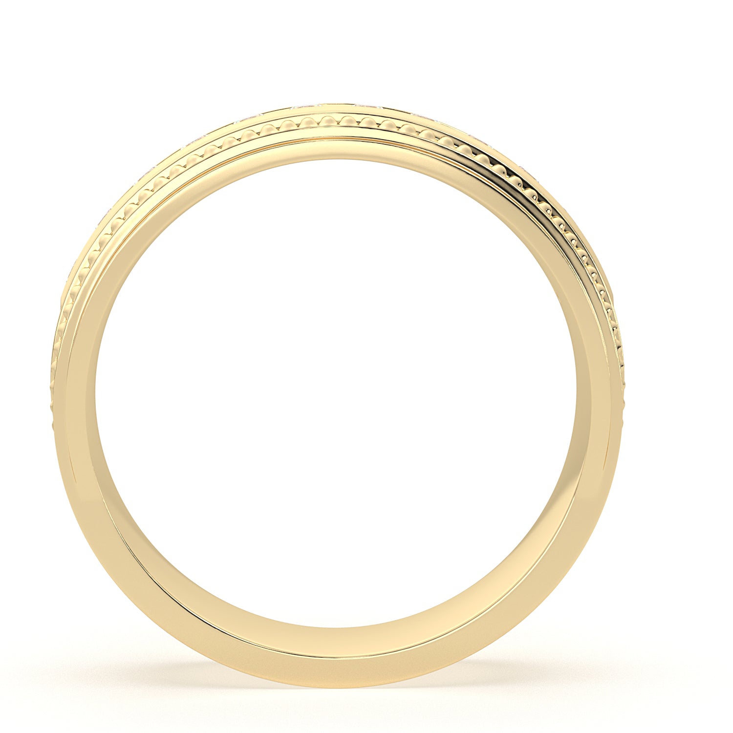 14K Yellow Gold Milgrain Wedding Band with 0.50ct Natural Diamond