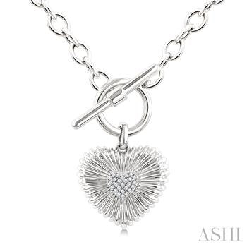 Sterling Silver Round Natural Diamond Toggle Necklace (0.1 ct)