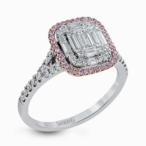 18 Karat Two-tone Mosaic Engagement Ring with Natural Diamond 0.27 Carats