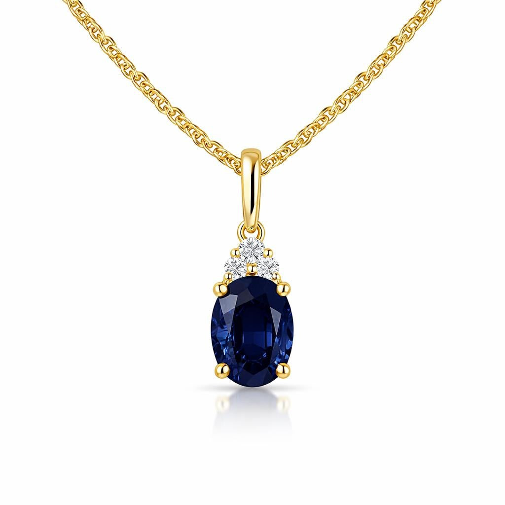 10 Karat Yellow Gold Necklace with Sapphire Pendant