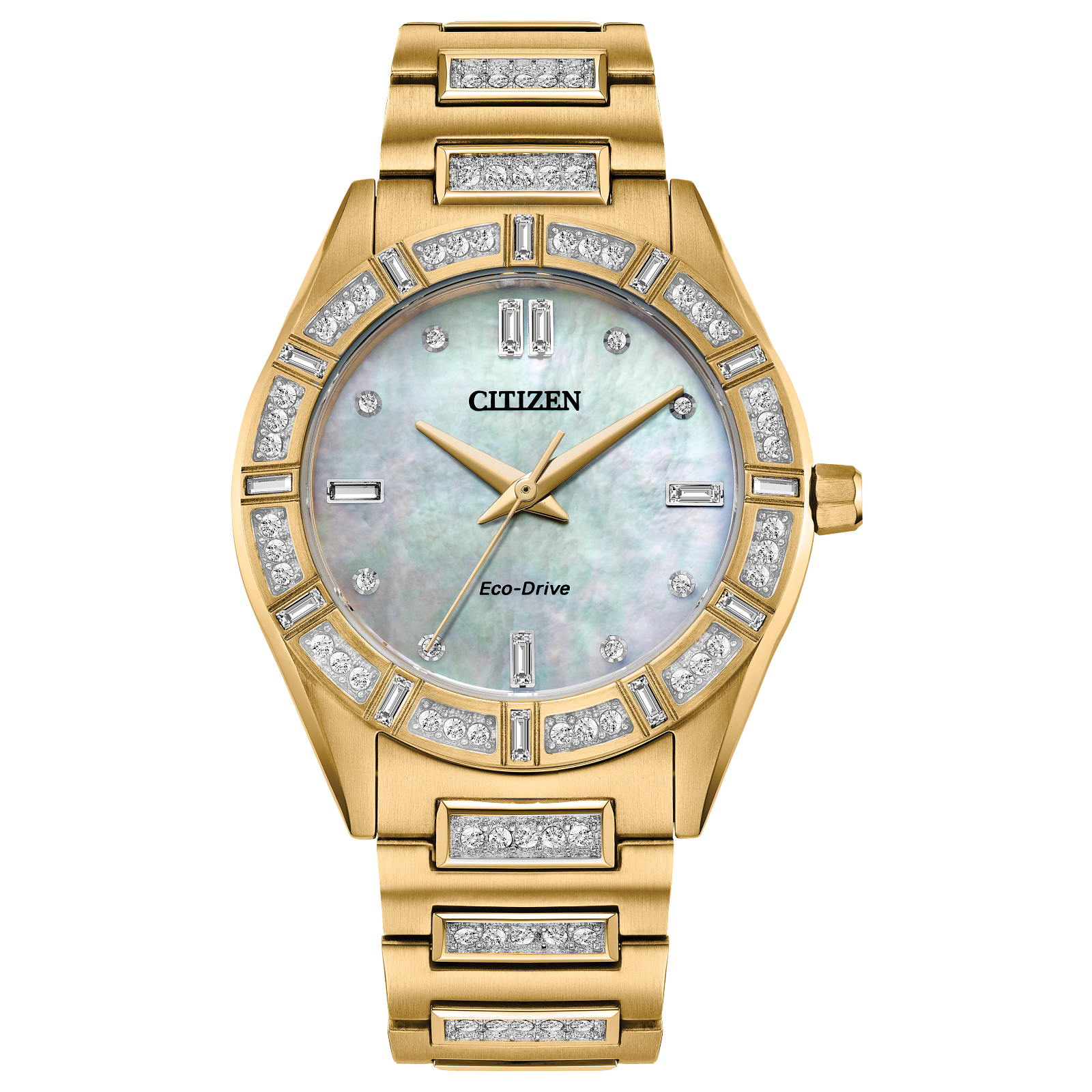Citizen Ladies Stainless Steel Watch with Large Silhouette Crystal and MOP Dial