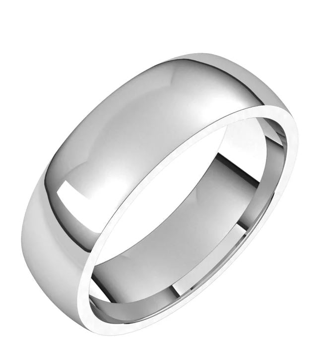 14 Karat White Gold 5mm Comfort Fit Wedding Band