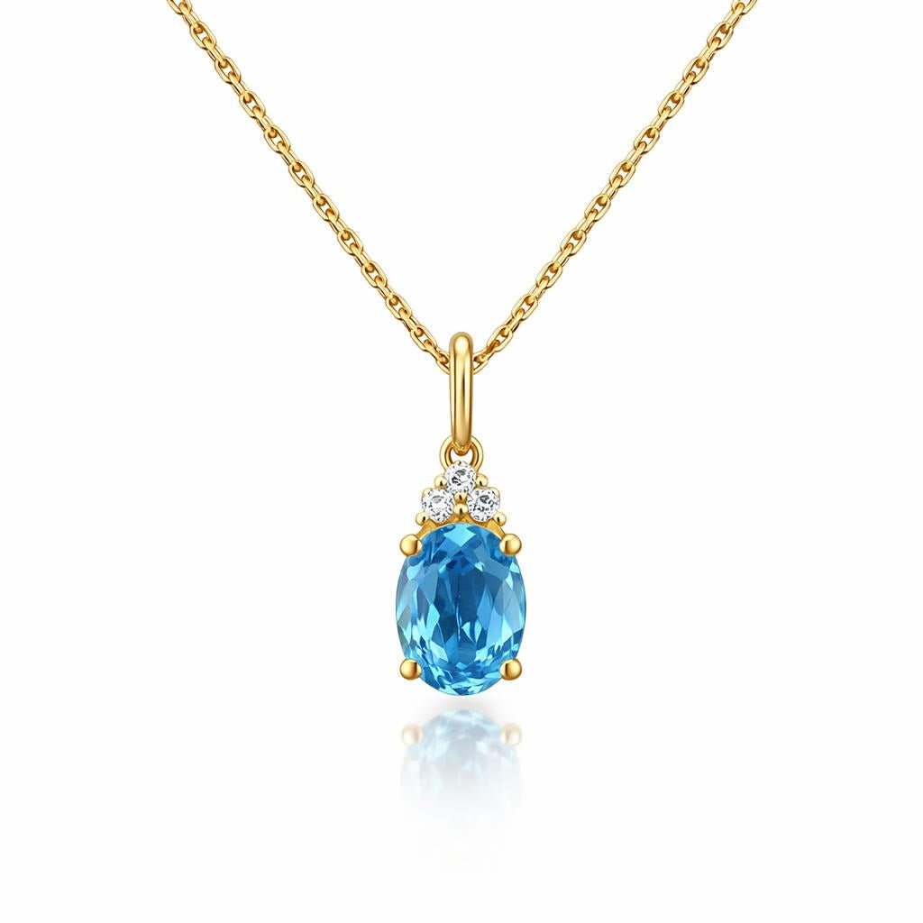10 Karat Yellow Gold Necklace with Blue Gemstone