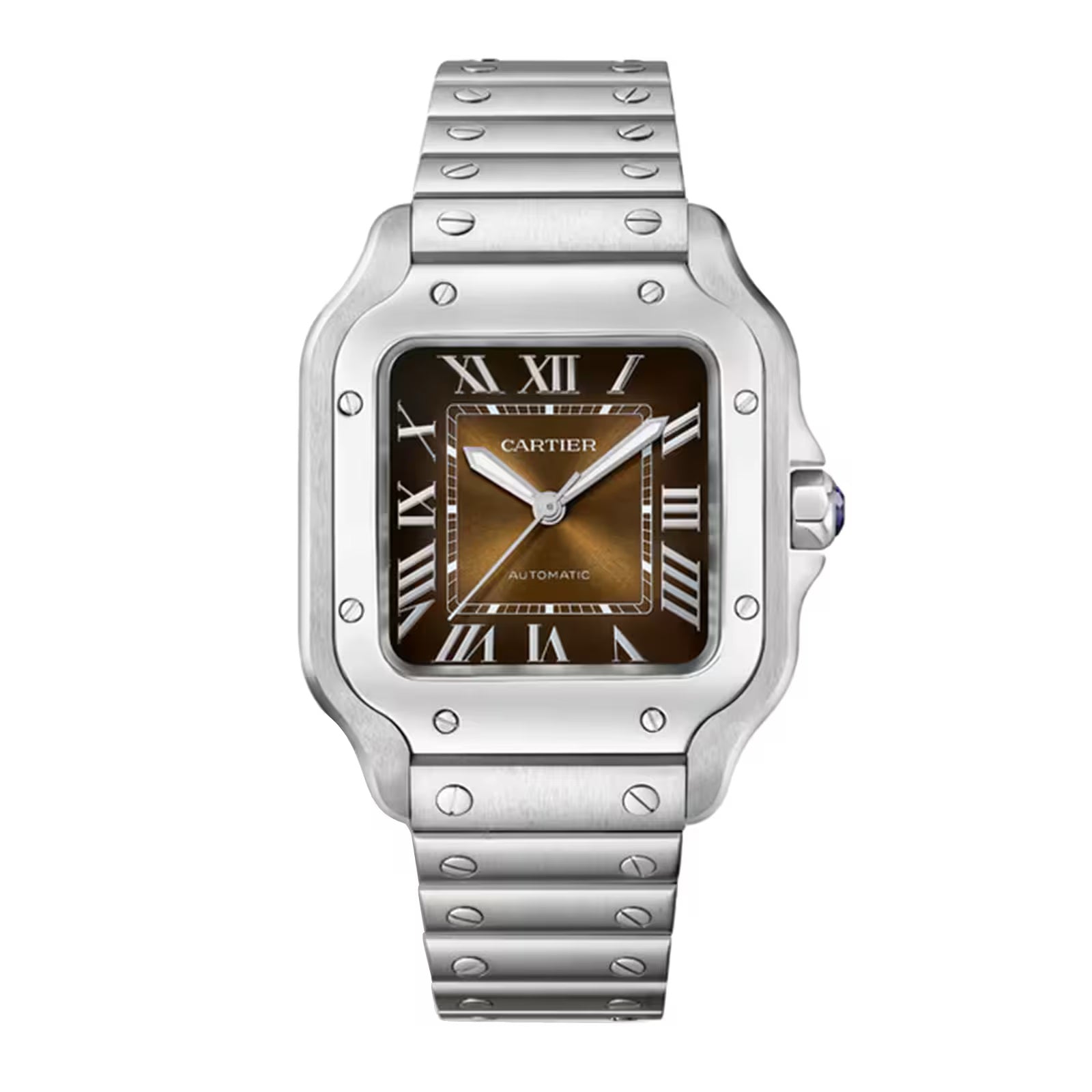 Cartier Santos Medium Brown Stainless Steel Watch